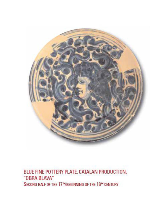 Blue Fine Pottery Plate. Catalan Production, Obra Blava. 2º Half of 17th/Beginning of the 18th Century