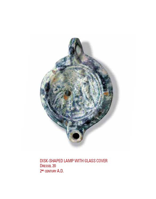 Disk-shaped Lamp with Glass Cover. Dressel 20. 2nd Century AD.